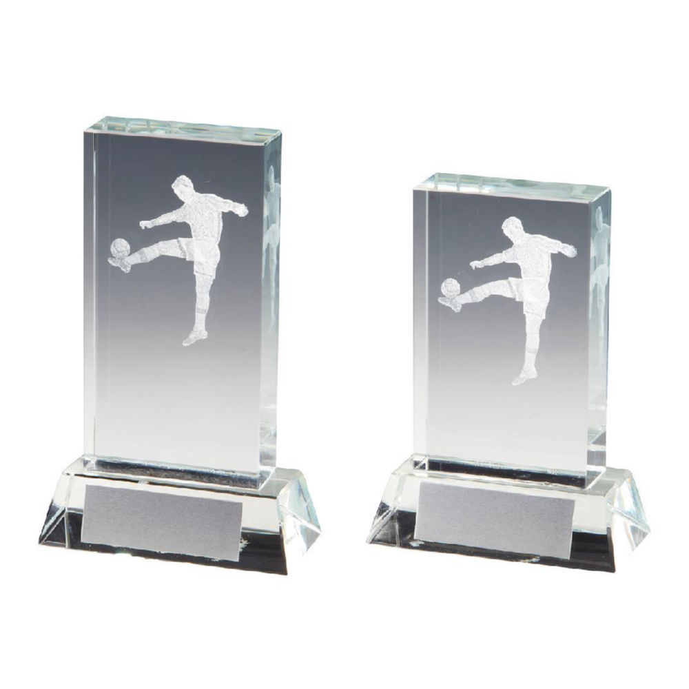 Crystal Upright Mens Football Award with 3D Image inside Crystal Upright Mens Football Award with 3D Image inside