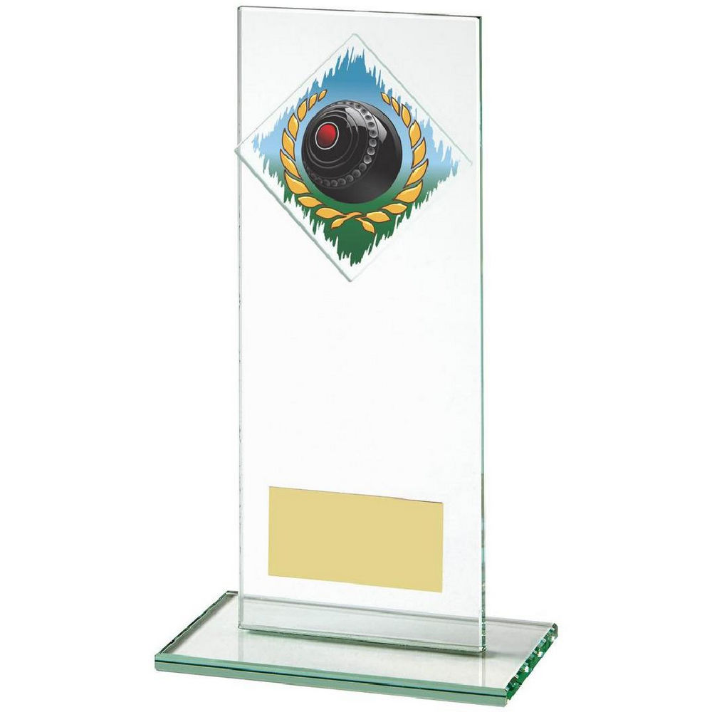 Jade Glass Upright Award for Lawn Bowls Jade Glass Upright Award for Lawn Bowls