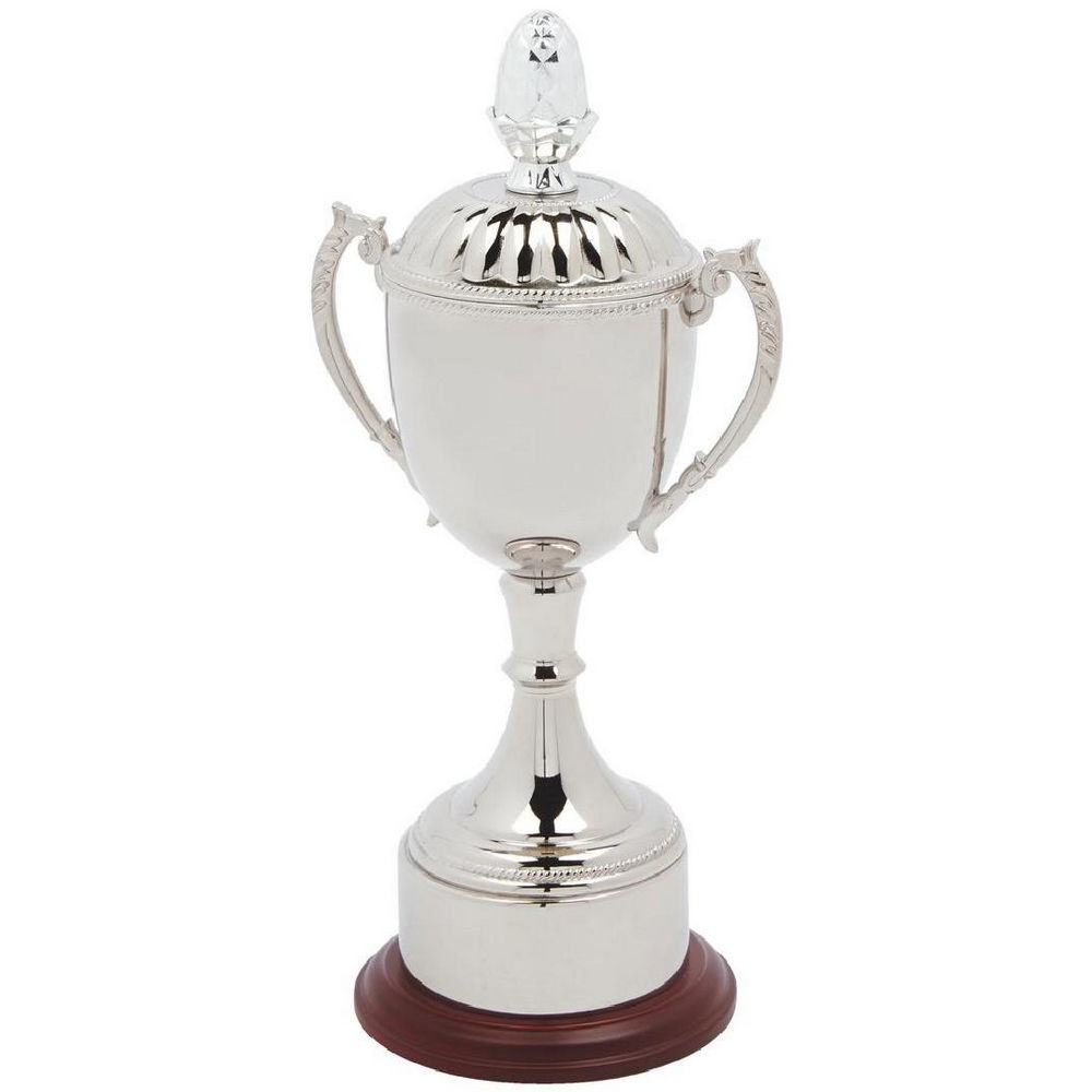 Nickel Plated Trophy Cup with Lid & Plinth Band Nickel Plated Trophy Cup with Lid & Plinth Band