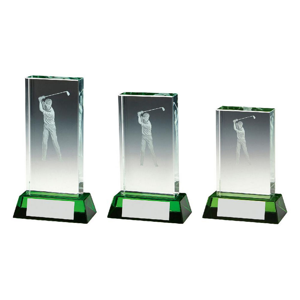 Male Golf Jade Glass Block with Green Base Male Golf Jade Glass Block with Green Base