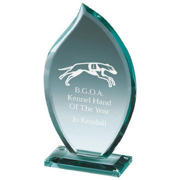 Petal-Shaped Trophy in Jade Glass Petal-Shaped Trophy in Jade Glass