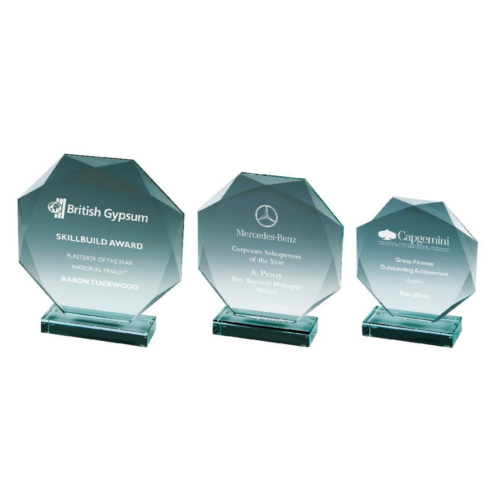 Octagonal Trophy in Jade Glass Octagonal Trophy in Jade Glass