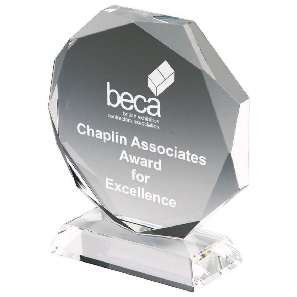 Crystal Octagonal Stand Award Crystal Octagonal Stand Award