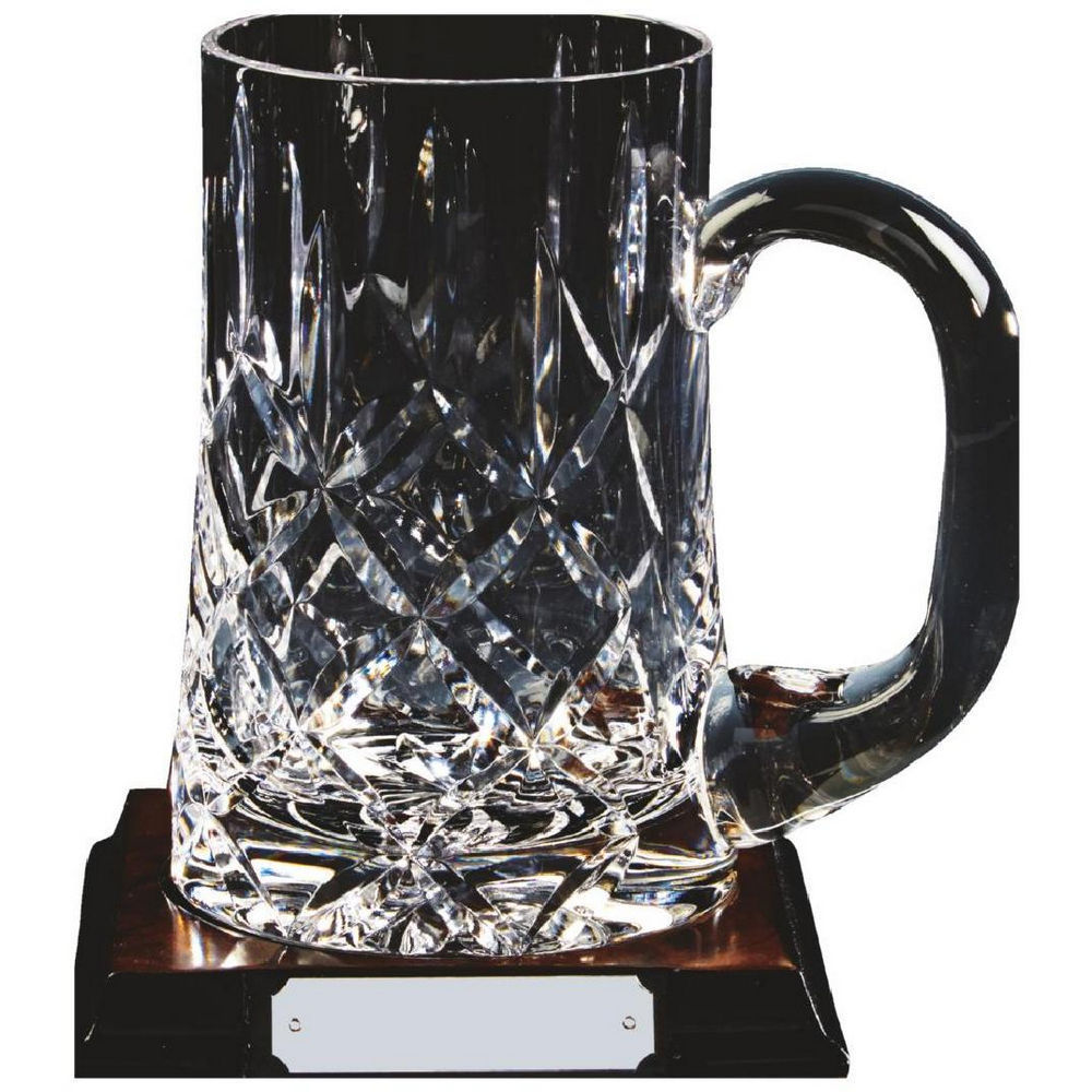 Crystal Tankard on Wood Stand Crystal Tankard on Wood Stand