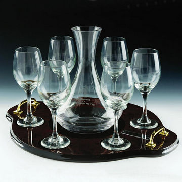 Wine Decanter and 6 Wine Glasses on Tray Wine Decanter and 6 Wine Glasses on Tray