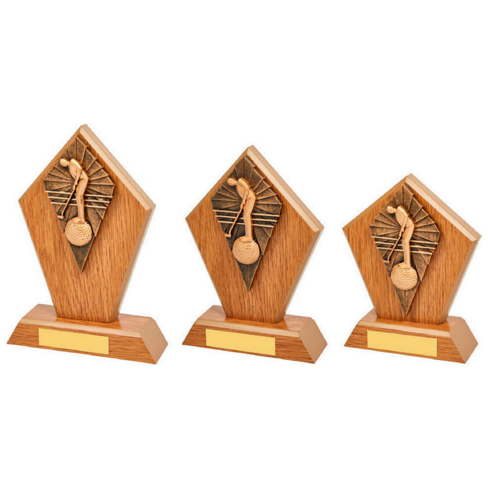 Wood Stand with Male Golf Putter Resin Trim Wood Stand with Male Golf Putter Resin Trim