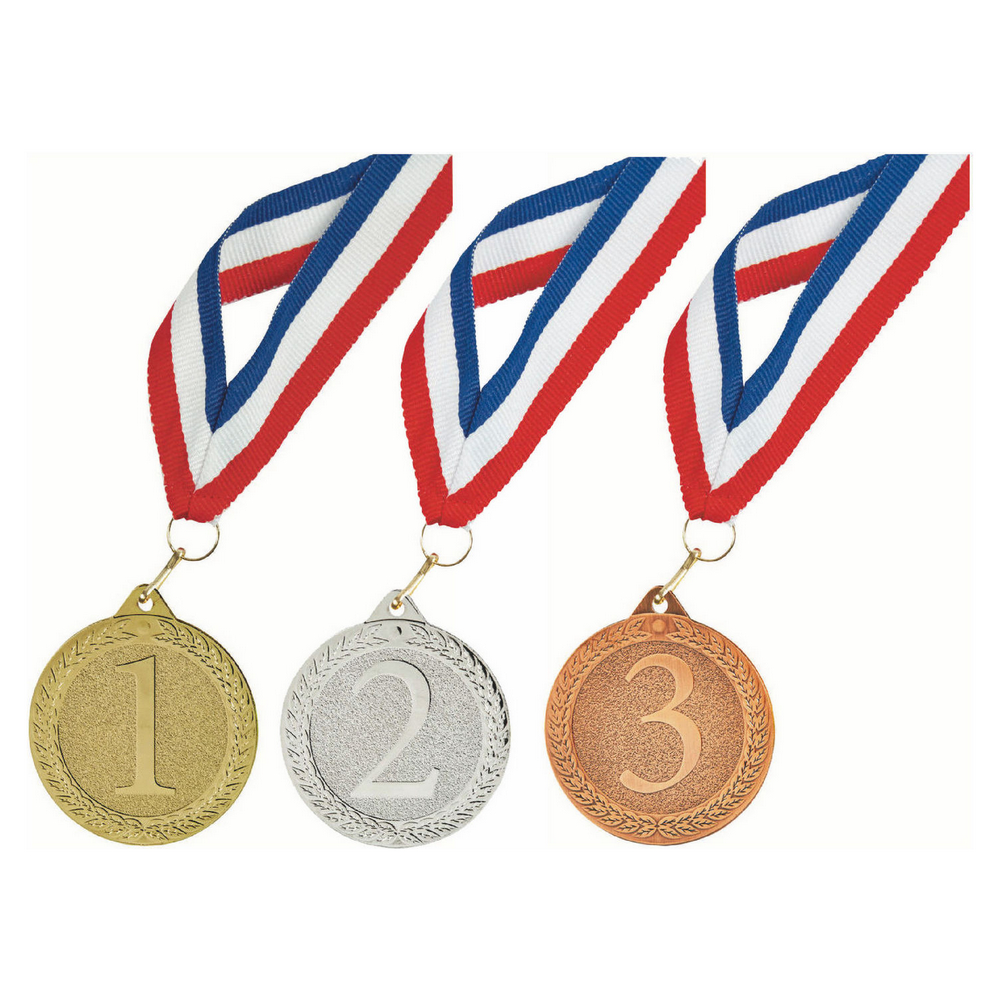 50mm 1st 2nd 3rd Medal + R/W/B Ribbon 50mm 1st 2nd 3rd Medal + R/W/B Ribbon