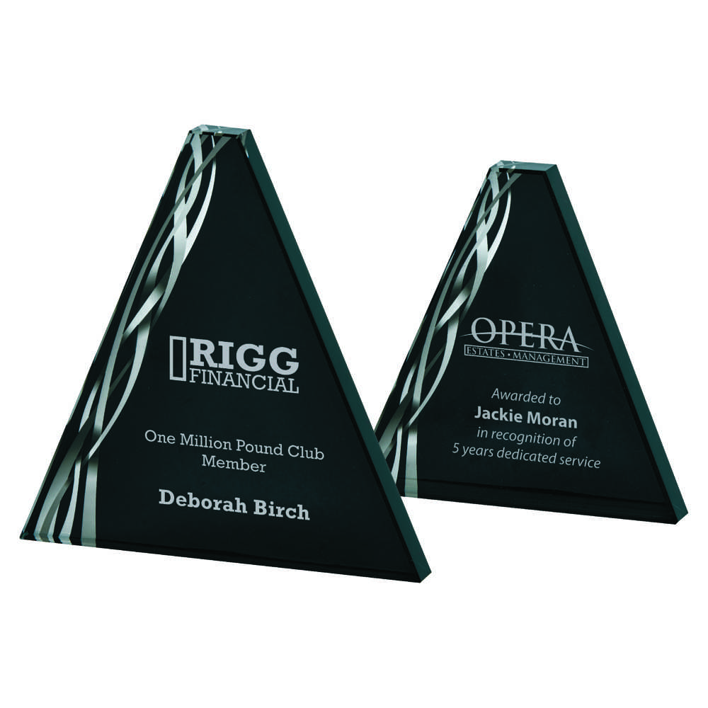 Triangular Silver Glass Award - Black Background Triangular Silver Glass Award - Black Background