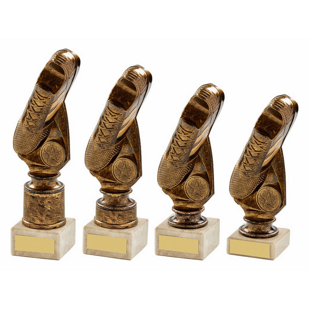 Antique Gold Football "Vertical" Boot on Marble Antique Gold Football "Vertical" Boot on Marble