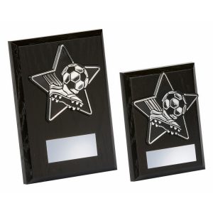 Silver/Black Boot Ball Trim, Black Wood Award