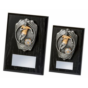 Antique Silver Male Footballer, Black Wood Award Antique Silver Male Footballer, Black Wood Award