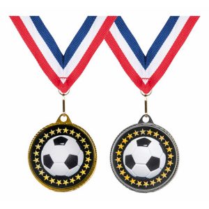 55mm Football Medal with RWB Ribbon