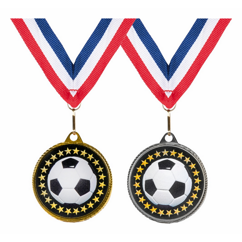 55mm Football Medal with RWB Ribbon