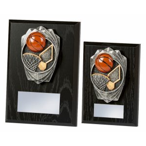 Antique Silver Basketball, Black Wood Award Antique Silver Basketball, Black Wood Award