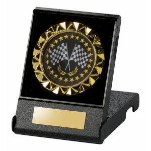 70mm Gold Trim in Case -Crossed Flags 70mm Gold Trim in Case -Crossed Flags