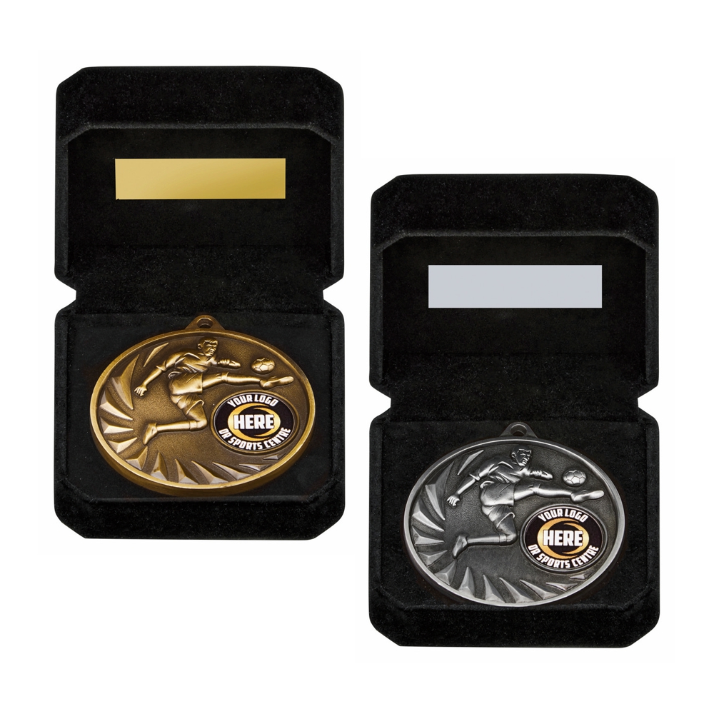 Gold Male Football Medal in Case Gold Male Football Medal in Case