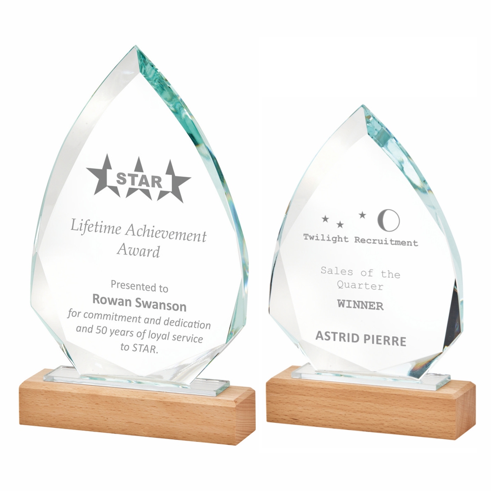 Glass Stand with Wooden Base Glass Stand with Wooden Base