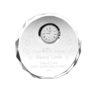 CLEAR GLASS ROUND CLOCK (20mm THICK)