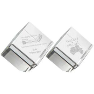 CLEAR GLASS CUBE PAPERWEIGHT IN BOX CLEAR GLASS CUBE PAPERWEIGHT IN BOX