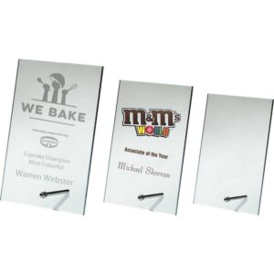 JADE GLASS RECTANGLE PLAQUE WITH METAL STAND (4mm THICK) JADE GLASS RECTANGLE PLAQUE WITH METAL STAND (4mm THICK)