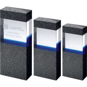 CLEAR/BLUE GLASS WITHIN GREY MARBLE COLUMN (35mm THICK X 80mm WIDE) CLEAR/BLUE GLASS WITHIN GREY MARBLE COLUMN (35mm THICK X 80mm WIDE)