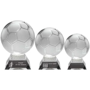 CLEAR/FROSTED GLASS FOOTBALL ON BASE