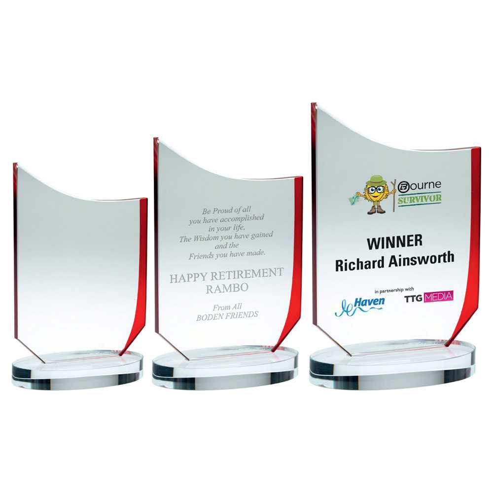 CLEAR/RED GLASS PLAQUE (10mm THICK) CLEAR/RED GLASS PLAQUE (10mm THICK)