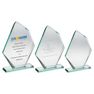 JADE GLASS OFFSET DIAMOND PLAQUE (10mm THICK) JADE GLASS OFFSET DIAMOND PLAQUE (10mm THICK)