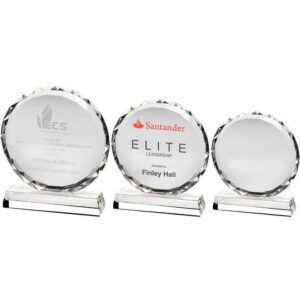 CLEAR GLASS CIRCLE WITH FACETED EDGE ON BASE (25mm THICK) CLEAR GLASS CIRCLE WITH FACETED EDGE ON BASE (25mm THICK)