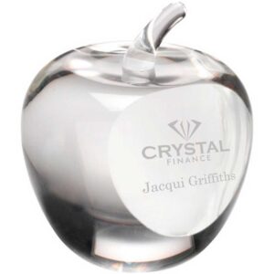 CLEAR GLASS 'APPLE' PAPERWEIGHT WITH PRESENTATION CASE CLEAR GLASS 'APPLE' PAPERWEIGHT WITH PRESENTATION CASE