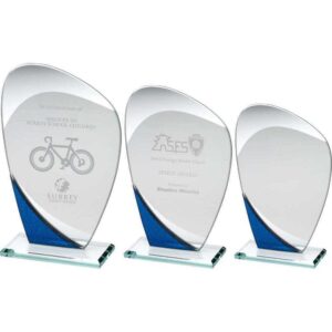 JADE GLASS CURVED PLAQUE WITH BLUE/SILVER DETAIL (4mm THICK) JADE GLASS CURVED PLAQUE WITH BLUE/SILVER DETAIL (4mm THICK)