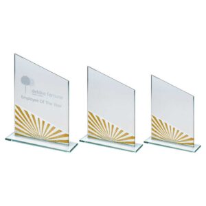 JADE GLASS ANGLED PLAQUE WITH GOLD/SILVER GLITTER DETAIL (4mm THICK) JADE GLASS ANGLED PLAQUE WITH GOLD/SILVER GLITTER DETAIL (4mm THICK)