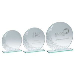 JADE GLASS ROUND PLAQUE WITH SILV DETAIL (4mm THICK) JADE GLASS ROUND PLAQUE WITH SILV DETAIL (4mm THICK)