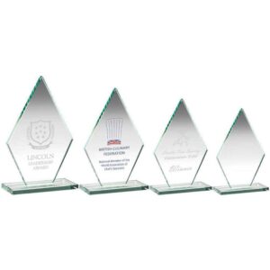 JADE GLASS TALL DIAMOND PLAQUE (10mm THICK) JADE GLASS TALL DIAMOND PLAQUE (10mm THICK)