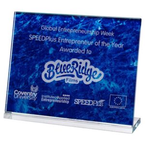 BLUE MARBLE BACKED CLEAR GLASS LANDSCAPE PLAQUE BLUE MARBLE BACKED CLEAR GLASS LANDSCAPE PLAQUE