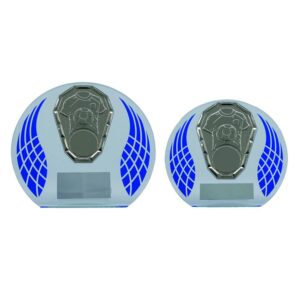 Clear/Blue Wreath Glass with Football Trim