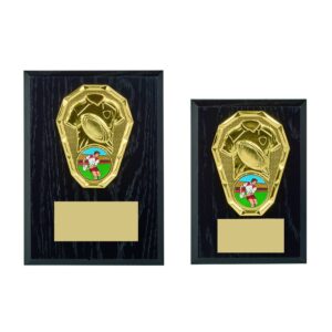 Black Wood Effect Plaque + Gold Rugby Trim Black Wood Effect Plaque + Gold Rugby Trim
