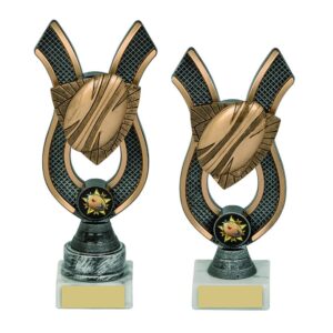 Gold/Silver Rugby Ball Ribbon Trophy Gold/Silver Rugby Ball Ribbon Trophy