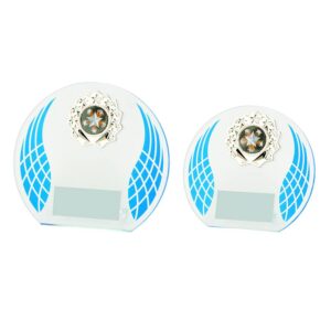 Blue Wreath Glass with Metal Trim Blue Wreath Glass with Metal Trim