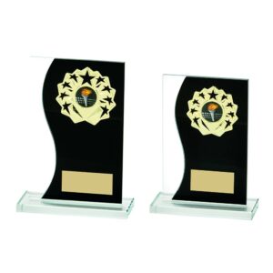 Black Mirror Glass Stand with Metal Trim Black Mirror Glass Stand with Metal Trim