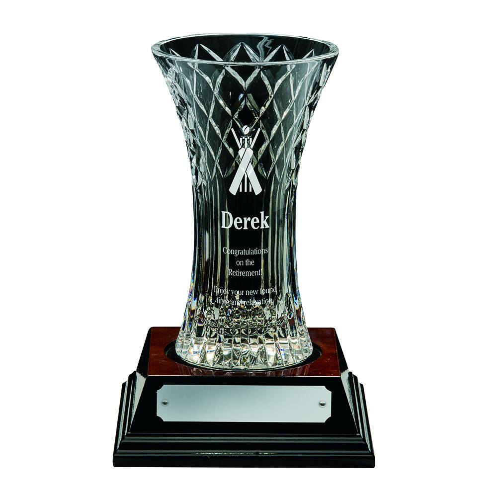 Crystal Vase with Panel & Base Crystal Vase with Panel & Base