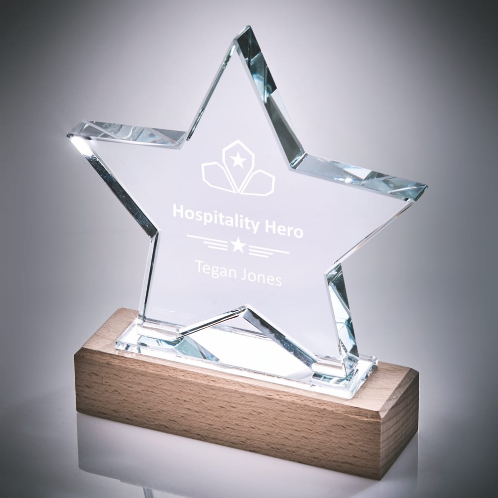 Glass Stand with Wavy Top and Wood Base Glass Stand with Wavy Top and Wood Base