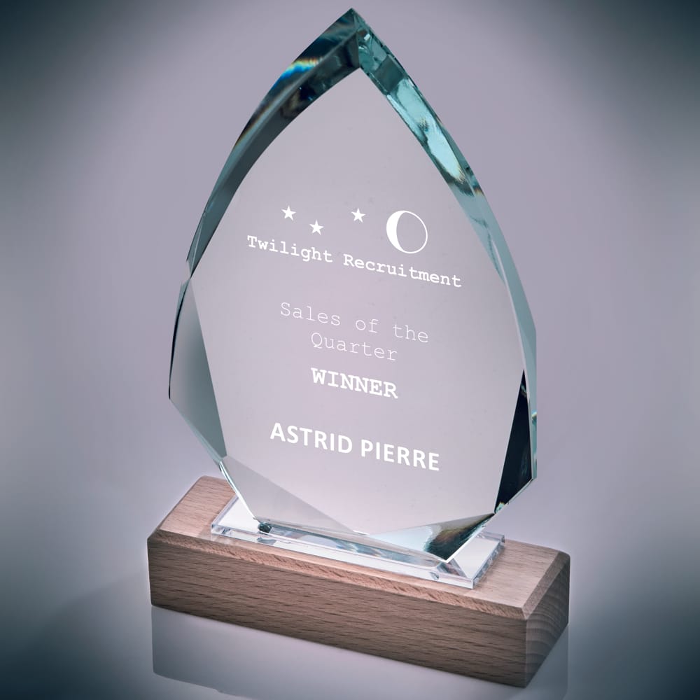 Glass Stand with Wooden Base Glass Stand with Wooden Base